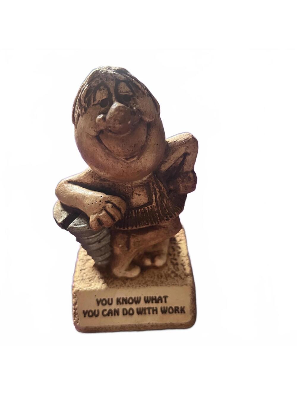 Wooden Paula Figurine with Screw/Quote - stamped 1981